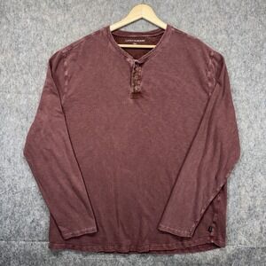 Lucky Brand Long Sleeve Henley Shirt Men's XXL Burgundy Red